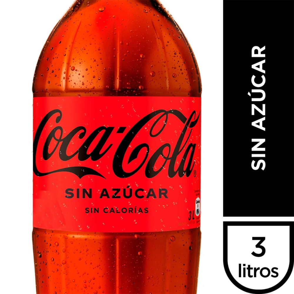Bebida sin azúcar desechable Coca cola 3 L