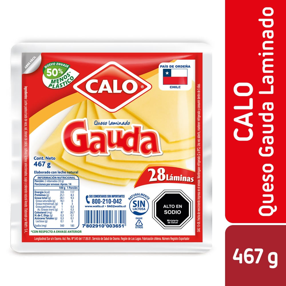 Queso gauda laminado Calo 467 g