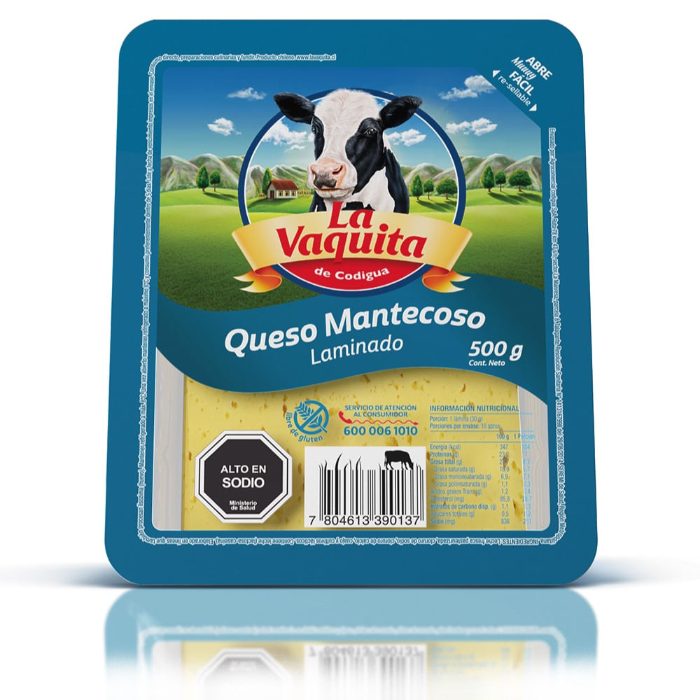 Queso mantecoso laminado La vaquita 500 g