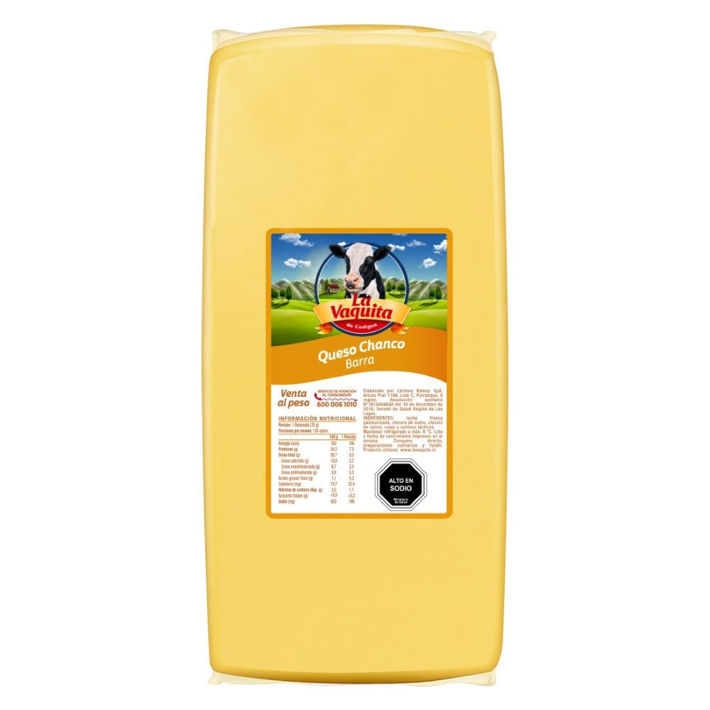 Queso chanco barra granel  La vaquita 4 Kg