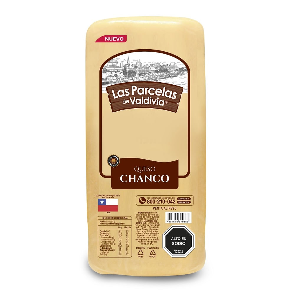 Queso chanco barra Las parcelas de valdivia 3 kg