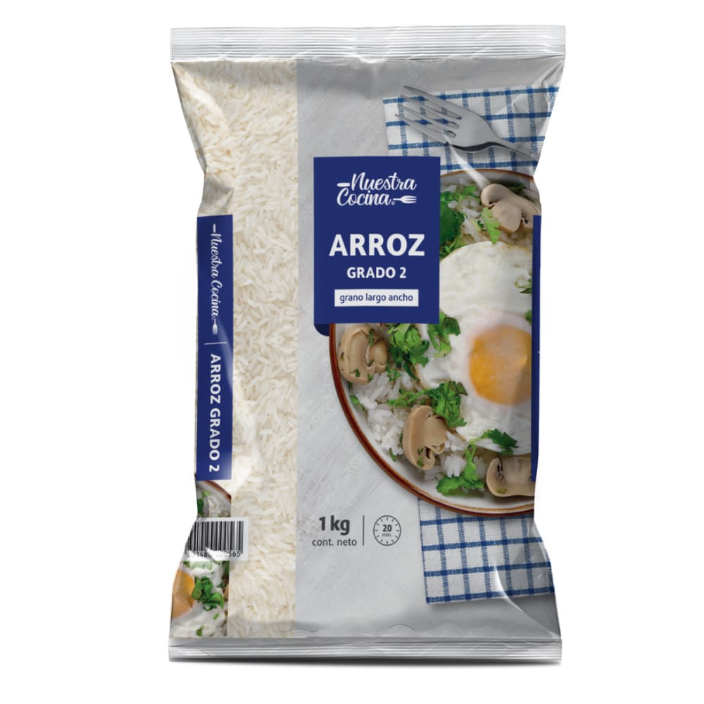 Arroz Nuestra cocina G2 grano largo ancho bolsa 1 Kg