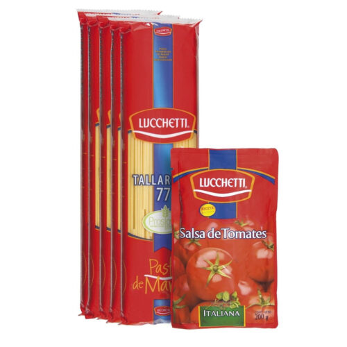 Pasta tallarín 77 Lucchetti 5x400 g + salsa