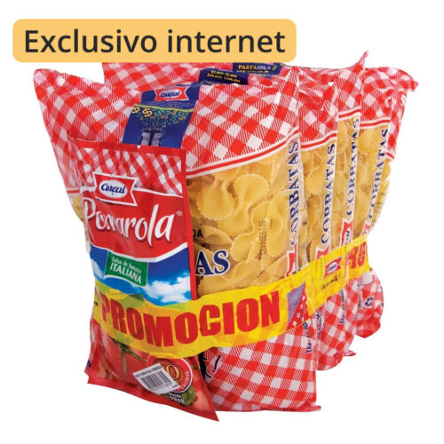 Pack 5 pasta corbata Carozzi 400 g + 1 salsa tomate pomarola 200 g