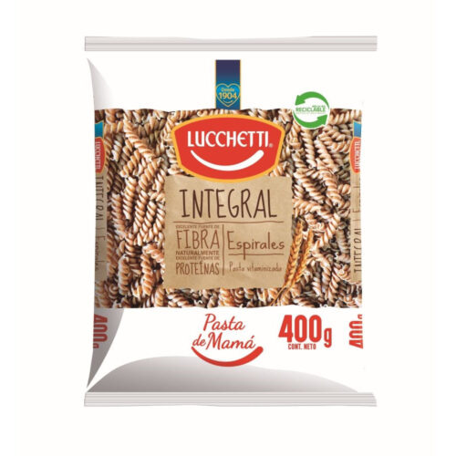 Pasta espirales integral Lucchetti 400 g