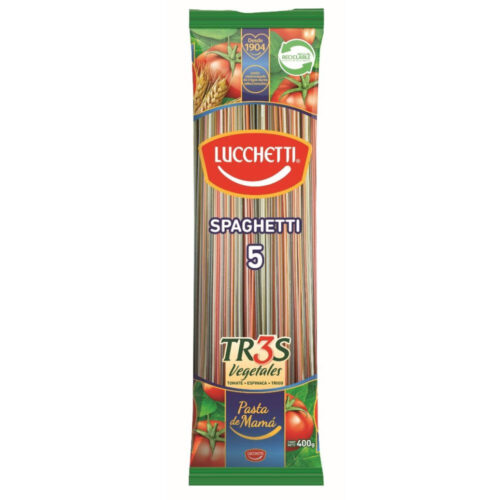 Pasta spaghetti N°5 Lucchetti tres sabores 400 g
