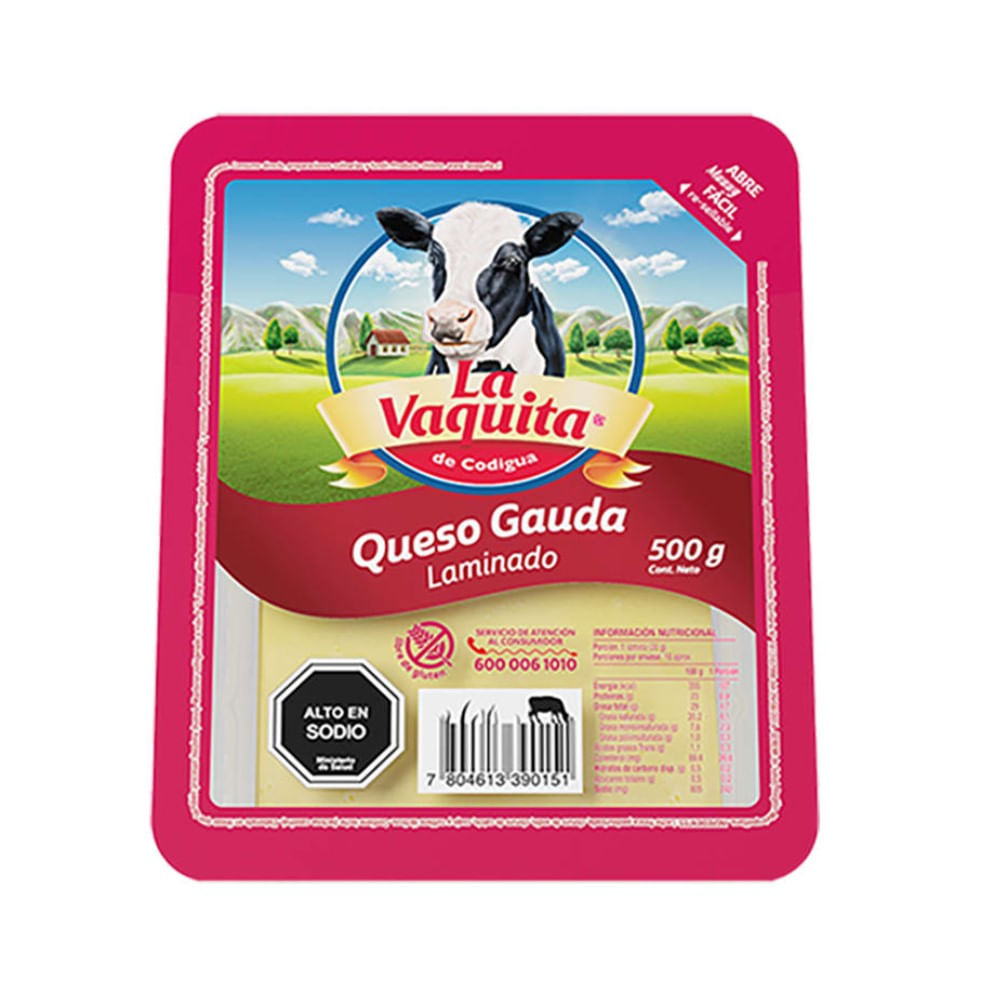 Queso gauda laminado La vaquita 500 g