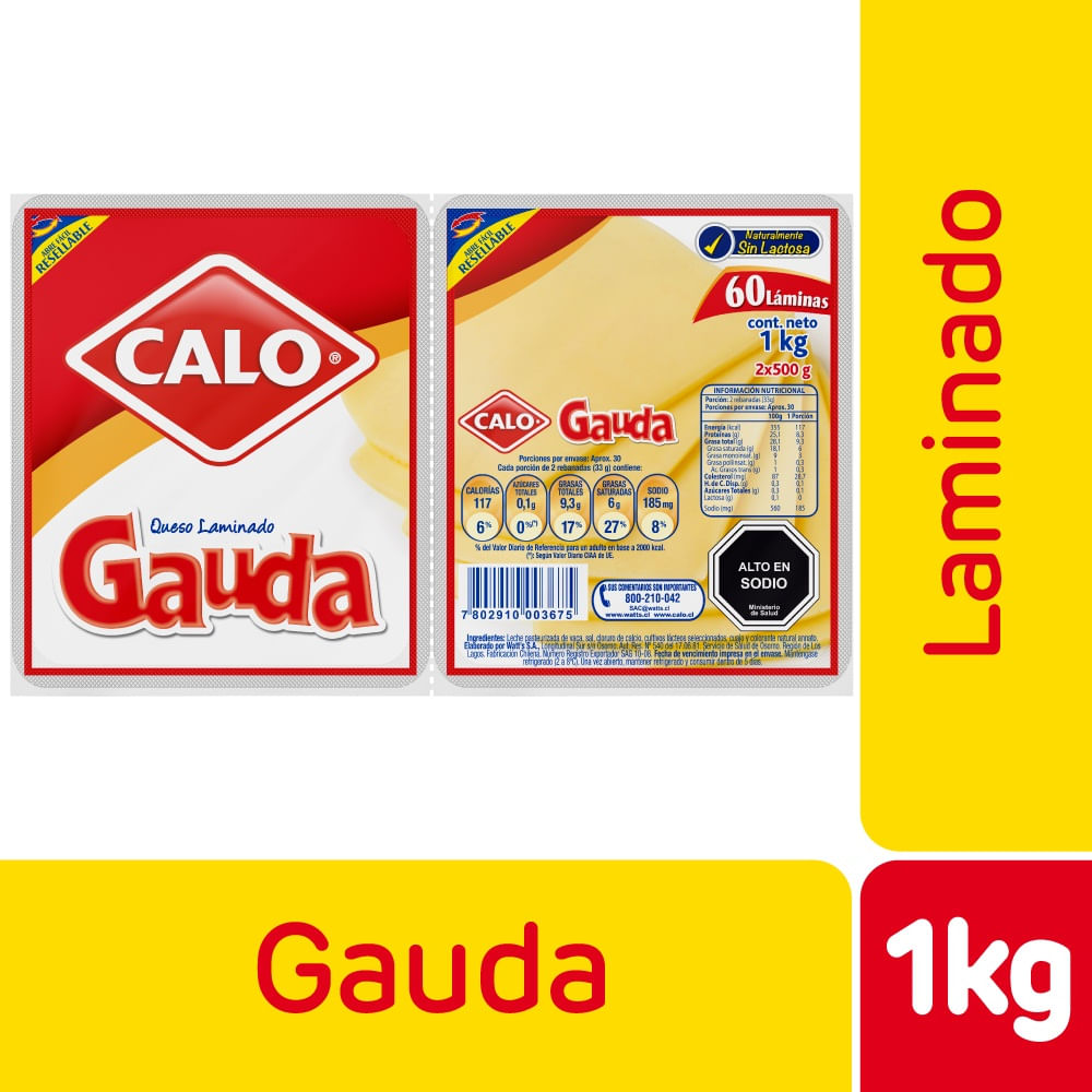 Queso gauda laminado Calo 1 kg