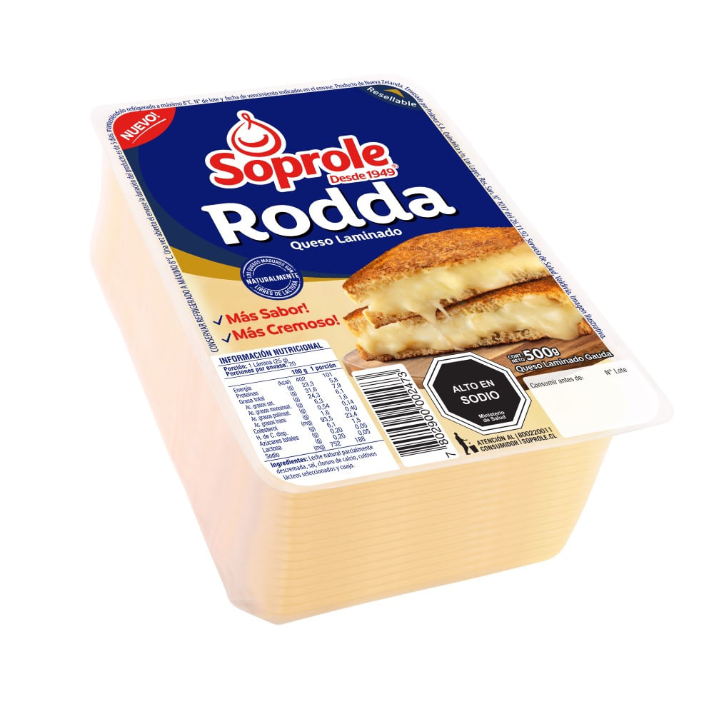 Queso rodda  laminado Soprole 500 g