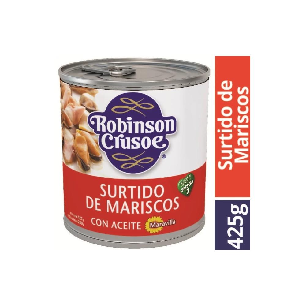 Surtido de Mariscos Robinson Crusoe en aceite lata 425 g